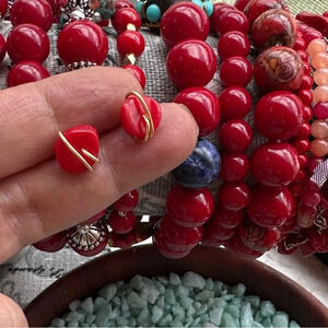 Coral studs in gold and silver /protection and wealth